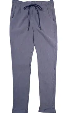 Striped Drawstring Waist Pants – Women's M Blue White Pinstripe Coastal Shineso