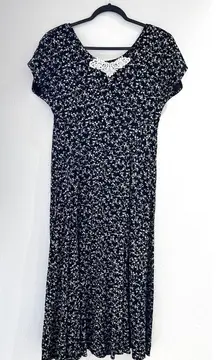 VTG All That Jazz 90's Floral Maxi‎ Dress W/ Shoulder Pads Women's Size 7/8 USA