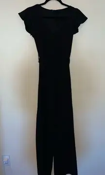 Windsor Black Short Sleeve Maxi Jumpsuit with Tie Size XS