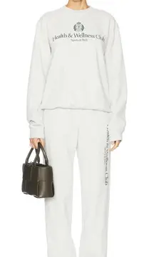 SPORTY & RICH  H&W Crest Sweatpant in Heather Gray Alpine Size Medium