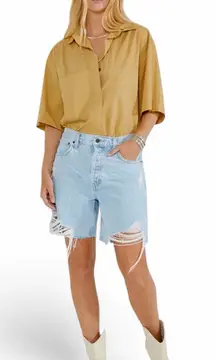 NWT Revolve Etica Narin Long Distressed Relaxed Denim Jean Shorts 90’s Size‎ 27