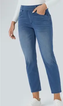 Brand New Halara Women's Size XL Blue Flex Denim High Waisted Cropped Jeans
