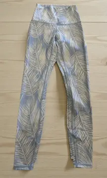 SPIRITUAL GANGSTER Blue White Palm Leaf Leggings Size XS