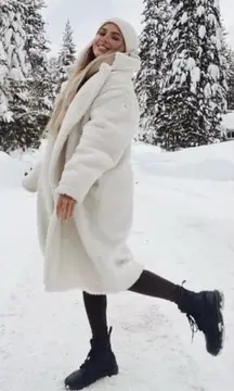 Alo Yoga Oversized Sherpa Trench Coat Teddy White Size Small Winter Snow