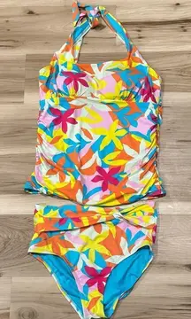 Lands End Flutter Tankini Two Piece Swimsuit Women’s 10/12