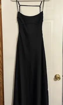Black Satin Midi Dress 