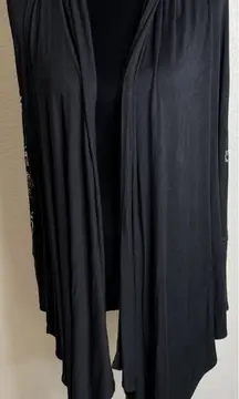 Vintage Y2K S Twelve Womens Small Black Cardigan Long Sleeve Rhinestone Grunge