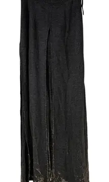 Vintage Joseph Ribkoff Black Gold Sparkle Metallic Wide Leg Pants Fabric Flaps