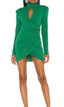 NBD Simone High Neck Cut Out Dress Green M