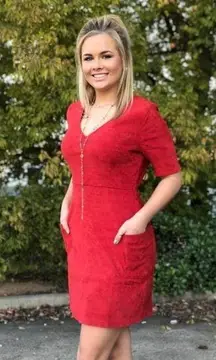 Sadie and Sage Rust Red color short sleeved faux suede dress size Medium