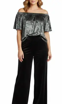 NWT Knox Rose Off Shoulder Velvet Top Blue Gray XS Holiday Party Festival