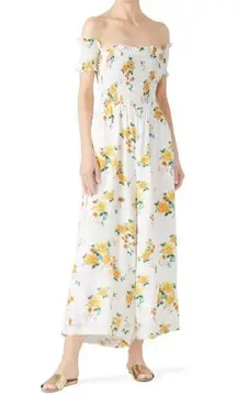 MINKPINK White Lemon Printed Crepe Bloom Jumpsuit Size XS $129