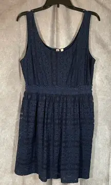 AUW Navy Blue Sleeveless Lace Scoop Neck Mini Dress | Size XL