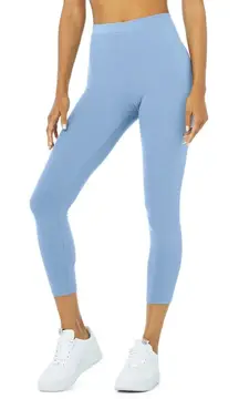 Alo Yoga Ribbed High-Waist 7/8 Blissful Legging - Blue Skies Size Small