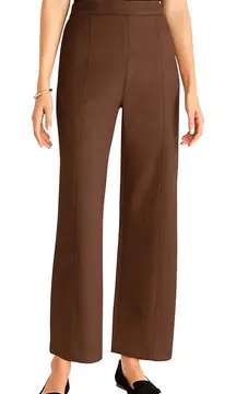 Ann Taylor The Wide Leg Faux Suede Pant Chocolate Brown High Rise NWT 0 Petite
