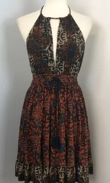 Free People Beach Day Open Back Halter Mini Dress In Black Medium