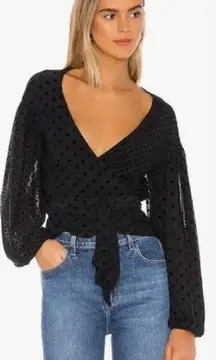 Tularosa Celina Wrap Top Blouse Polka Dot Mesh Dark Romantic Feminine Sz XS