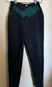 Vintage Blaze Equestrian Bareback Riding Jeans‎ Sz 26 Black Green Colorblock
