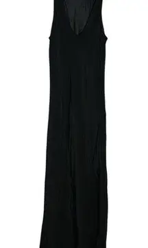 NWT Tibi Black 100% Silk Plunge V Neck Sleeveless Maxi Dress Size 12