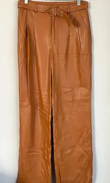 7 For All Mankind Faux Leather Wide Leg Pleated Pants Size Small