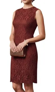 Nanette Lepore Burgundy Lace Cocktail Sheath Dress 2 Sleeveless Wedding Guest
