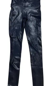 Spanx Faux Leather Leggings High Waisted Shiny Black Slimming Size Small S EUC‎