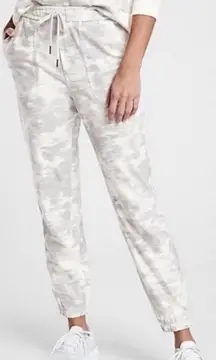 Athleta Inversion Light Gray White Farallon Printed Jogger Cotton- Size 8