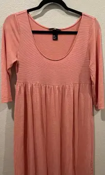 Striped Red Orange Midi Dress