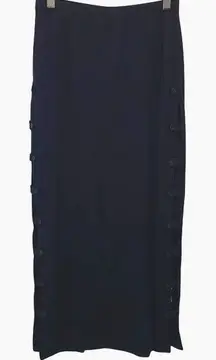 Reformation Womens‎ Ribbed Knit Buttoned Midi Pencil Skirt Black Size Small NWT