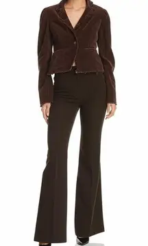 AT LAST Jacket Women Brown Corduroy Raw Edge Boho Chic Casual Grunge Size Large