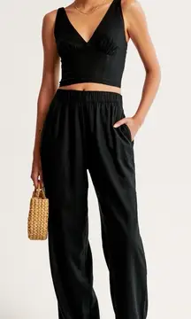 Abercrombie & Fitch casual Black Wide Leg linen pants size M minimalist