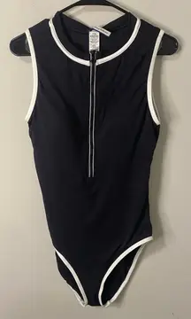 New Tommy Bahama Island Cays Cabana Hi Neck Swimsuit, Black Size 16