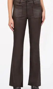 NWT kut from the kloth  stella fab ab raw hem coated flare jeans - chocolate 6