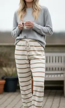 Madewell MWL‎ Striped Pajama Pants Cream Multicolor Lounge Pants Size M