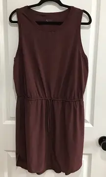 Athleta Women's Sleeveless Round Neck Fit Flare Casual Mini Dress Burgund Size L