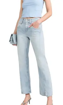 RE/DONE Mid Rise Kick Flare Jeans in Marea Light Wash Denim Size 28