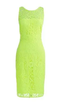 NWT J.Crew Collection Lace Sheath in Neon Citron Yellow Sleeveless Dress 4 $148