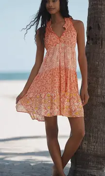 NWT Anthropologie Ro's Garden Sofia Dress Medium Orange Floral Swing Mini Cotton