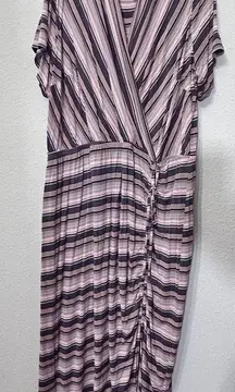 Lane Bryant Ruched Side-Split Midi Maxi Dress Plus Size 26/28 Faux-wrap NWOT