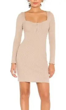 REVOLVE astr the label taupe tan long sleeve ribbed‎ mini dress size small