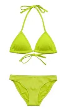 Aerie Crinkle String Triangle Bikini Top & Full Coverage Bottom Set Size L