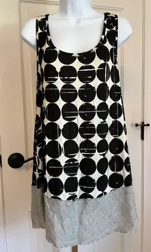 Alembika Geometric Polka Dot Scoop Neck Linen Blend Tank Top Size 3/10-12