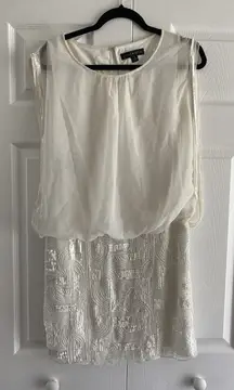 Aidan Mattox Womens 4 Ivory White‎ Beaded Dress Formal Event Glam