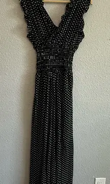 NWT Max Studio Wide Leg Ruffle Polka Dot Jumpsuit‎ Size Small