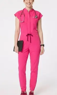 NWT Figs Rafaela Fireside Shocking Pink Scrub Jumpsuit XXL Scurbs