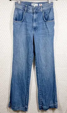 REDONE Originals High Rise Wide‎ Leg Cuffed Hem Jeans