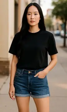 Boom Boom Women’s Stretch Denim‎ Jean Shorts Size XL – Classic Fit, Americana