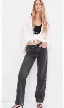 GAP Jeans Womens 6 Petite 90s Loose High Rise Black Gray Acid Wash Skater Grunge