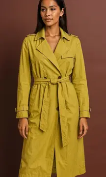 NWOT Soft Surroundings‎ Womens Lemongrass Yellow Brixton Trench Coat Medium