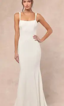 NWT Lulus Safine White Backless Mermaid Maxi Dress Wedding Bride Bridal Size M